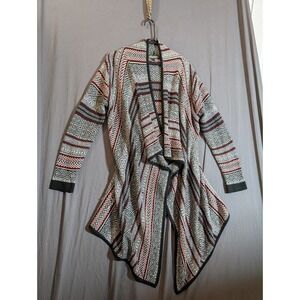 Absolutely Fabulous Sweater Women's Size XL Gray Open Cardigan Aztec Stripe Knit